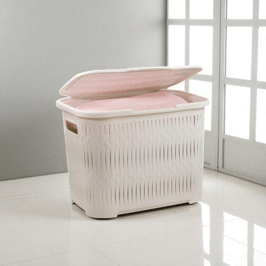 Limon Laundry Basket with Lid & Side Grips – Spacious Clothes Storage Hamper for Home & Bathroom | Adornia.pk