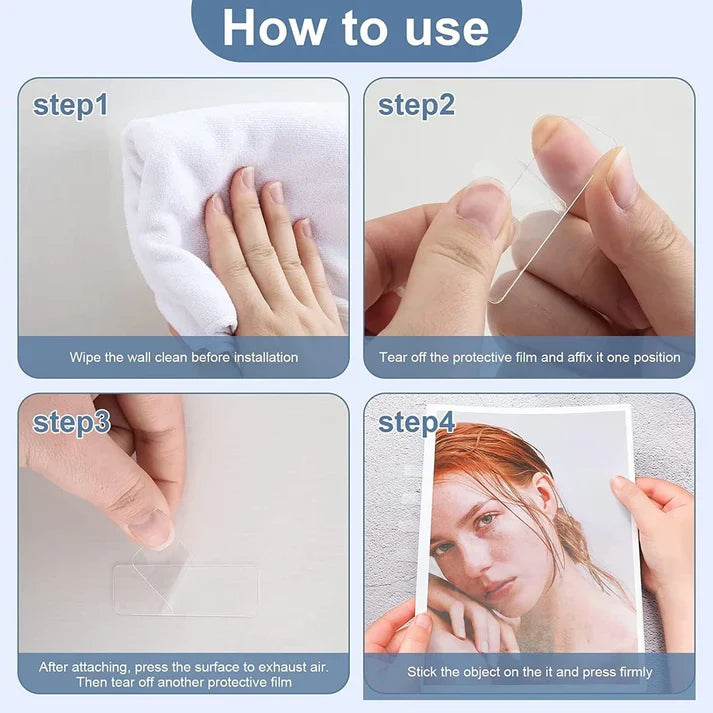 Reusable Waterproof Double-Sided Adhesive Stickers – 60 Pcs Per Pack (Buy 1 Get 1 Free)