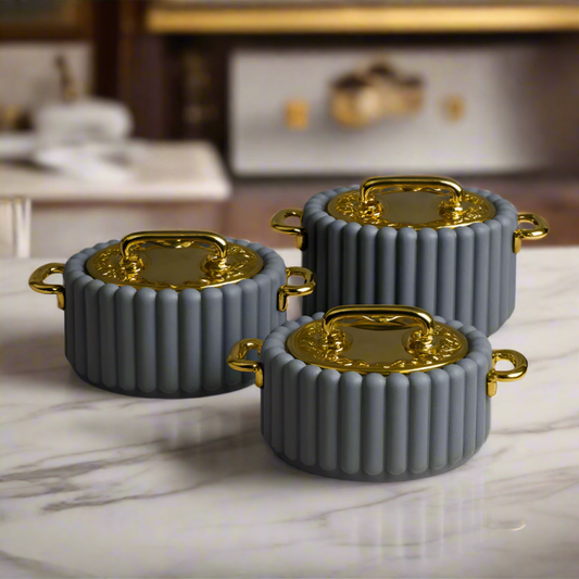 Elegantia Quilted Hotpot Set – 3-Piece Premium Insulated (Grey)