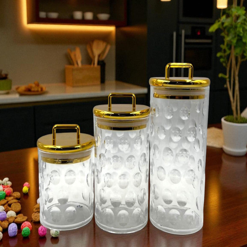 3?Pc Luxe Acrylic Airtight Jar Set – Candy & Dry Fruit Display Canisters