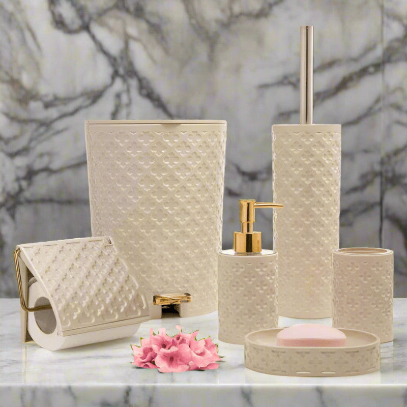 Limon Floral Elegance 6-Piece Bathroom Accessory Set – Stylish Floral Design for Modern Bathrooms | Adornia.pk