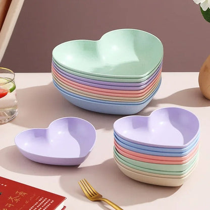 10 pcs Heart shape plates set