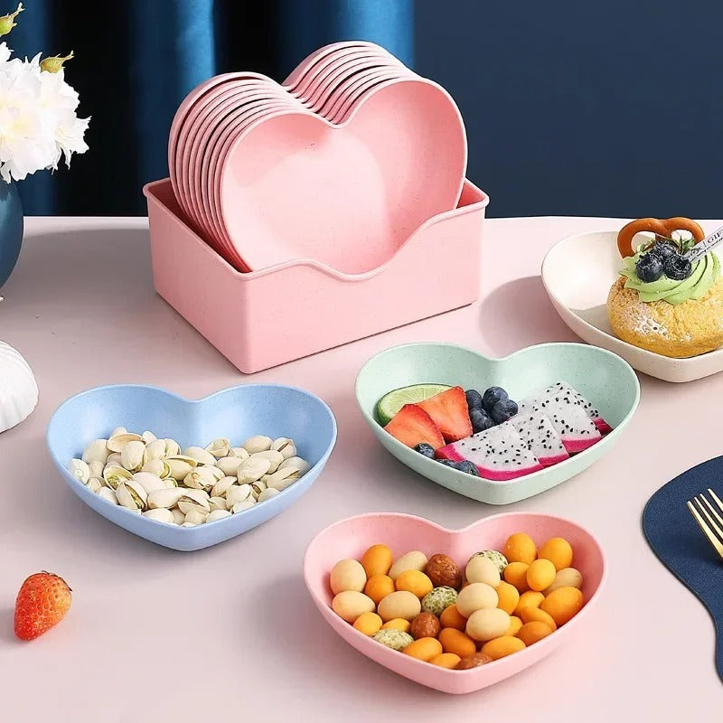 10 pcs Heart shape plates set