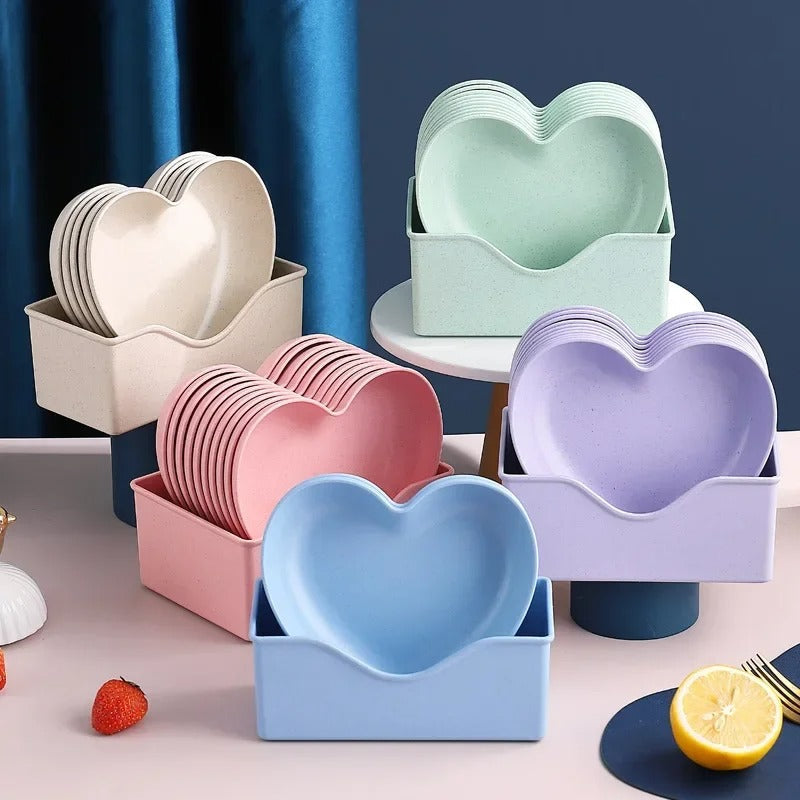 10 pcs Heart shape plates set