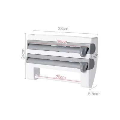 3-in-1 Kitchen Roll Dispenser – Tissue, Foil & Plastic Wrap Holder (Wall Mountable)