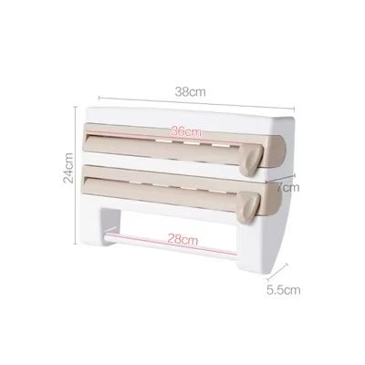 3-in-1 Kitchen Roll Dispenser – Tissue, Foil & Plastic Wrap Holder (Wall Mountable)