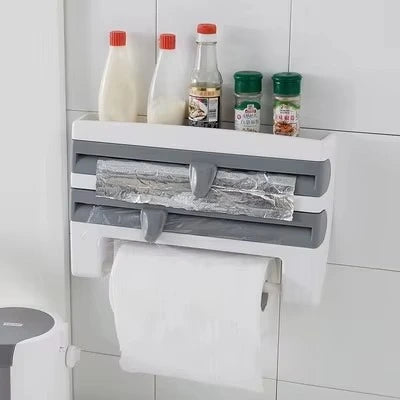 3-in-1 Kitchen Roll Dispenser – Tissue, Foil & Plastic Wrap Holder (Wall Mountable)
