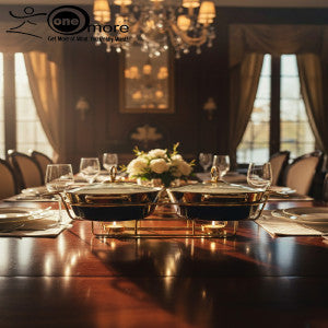 Luxury Ceramic Chafing Dish – Black/Blue with Gold Accents