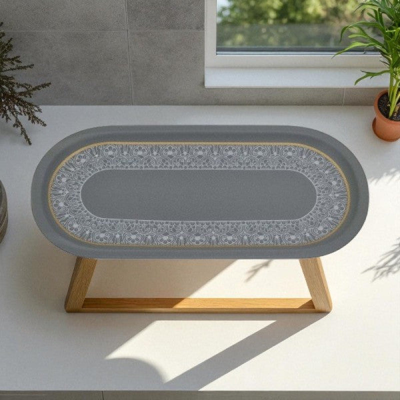 Oval Platter Gray Half- Design 18c-MK295