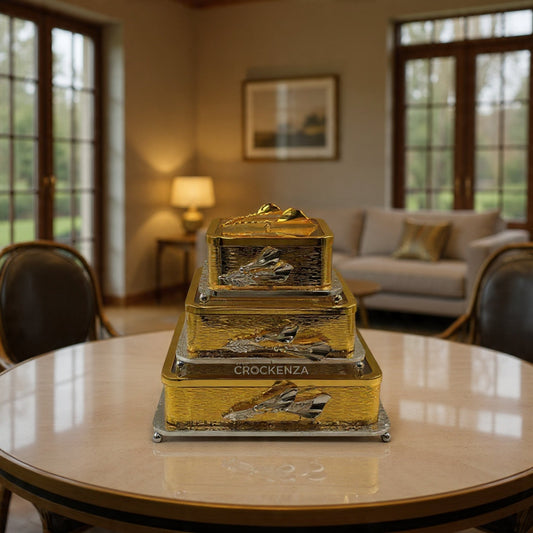 Luxury Gold Finish 3-Piece Candy Jar Set Decorative Tableware with glass base and lid