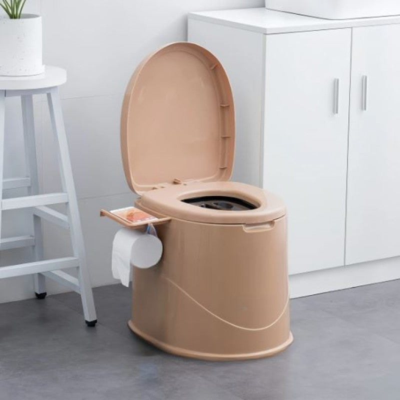 Portable Toilet with Lid with Paper Towel Holder, Travel Toilet Compact Bucket Seat, Outdoor Indoor Toilet For Camping and Hiking
