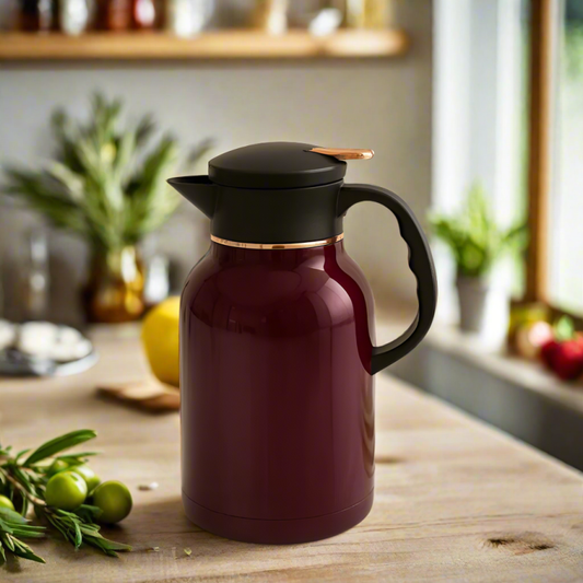 Luxury Black 1L Vacuum Insulated Thermal Kettle | Gold Bird Handle Coffee & Tea Flask for Home & Elegant Dining