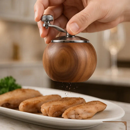 Premium Wooden Pepper & Spice Grinder – Hand Crank Seasoning Mill