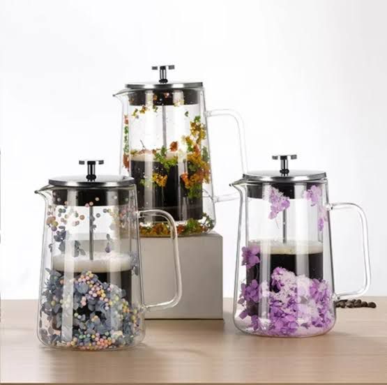 Elegant Floral Design French Press Coffee Maker with Stainless Steel