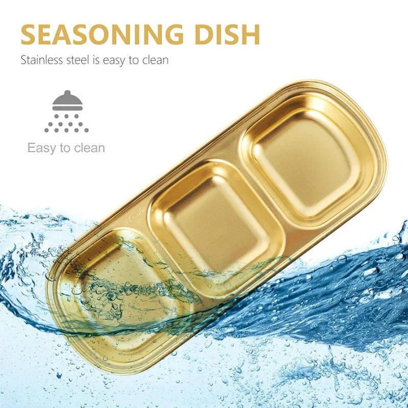 3 Portion Stainless Steel Sauce Tray