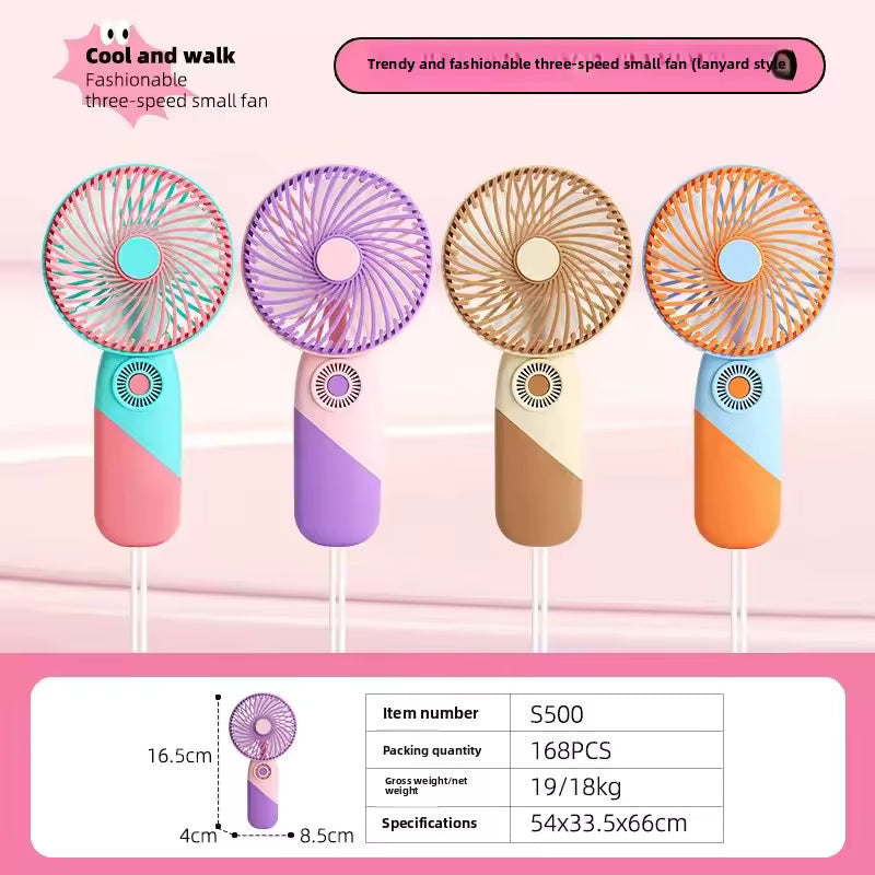 Portable Mini USB Fan Cute Cartoon Design 3 Speed Adjustable