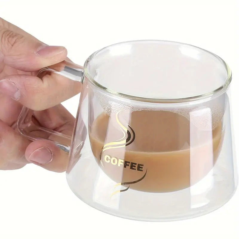 Double-Walled Glass Coffee Mugs – 200ml Heat-Resistant Espresso Cups for Hot & Cold Drinks | Adornia.pk