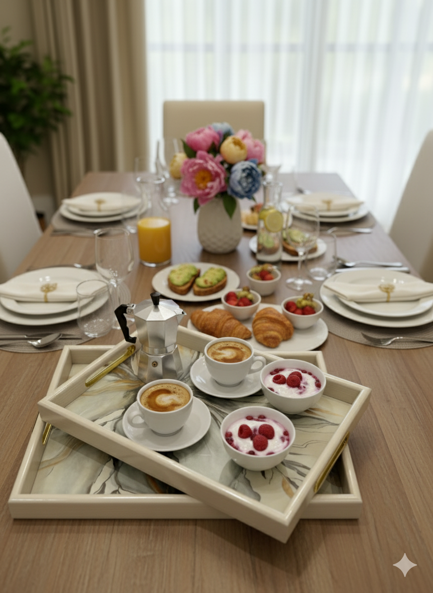 Luxurious 3-Piece Serving Tray Set