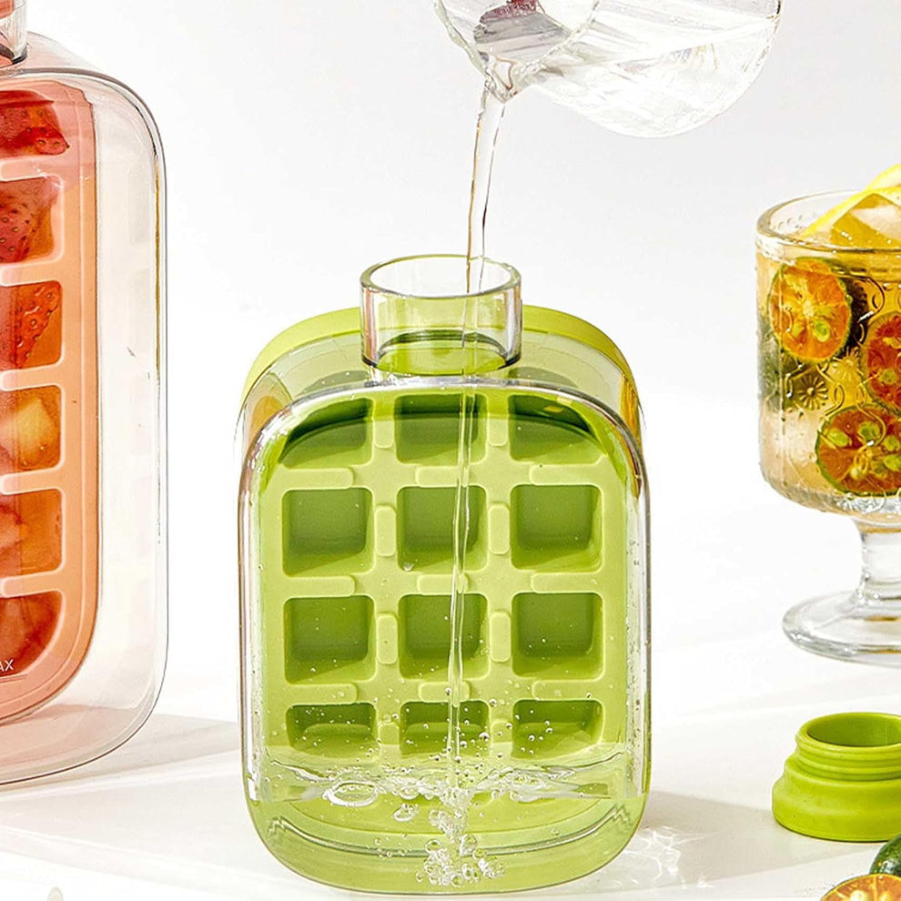 2in1 Ice Cube Water Bottle And Tray With Lid