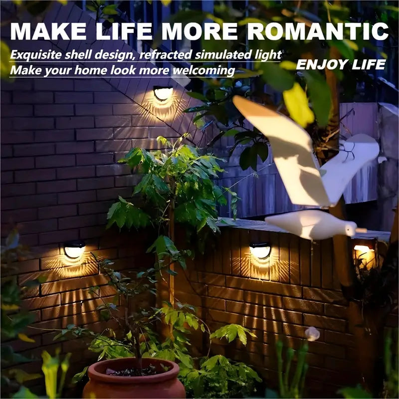 Solar Fence Post Light Semi-Circle LED Waterproof Powered Wall Lights Outdoor (Pack Of 4)