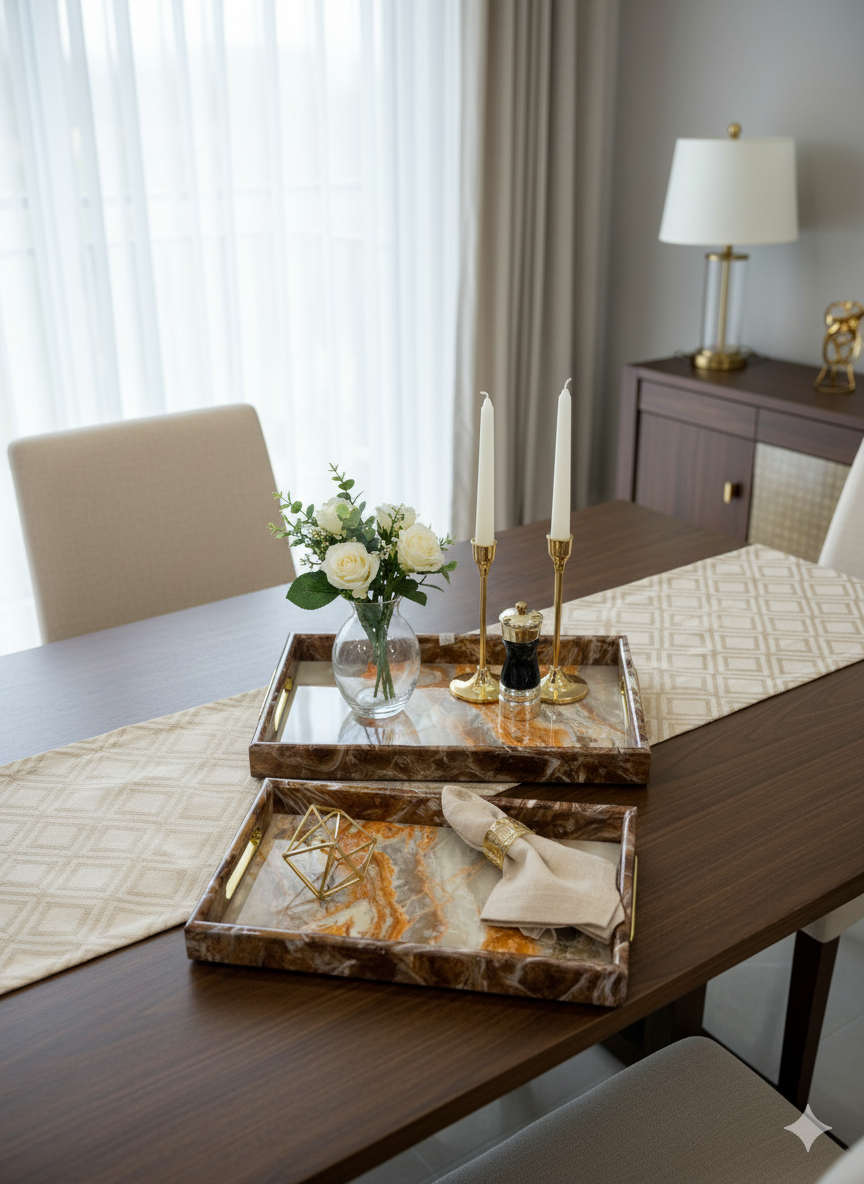 Luxurious 3-Piece Serving Tray Set