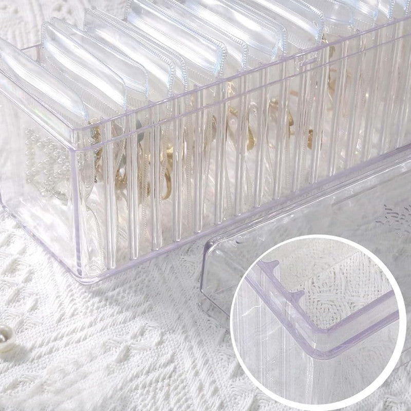 Acrylic Jewelry Box, Clear Jewelry Organizer Holder with 20 Portable Anti Tarnish Jewelry Bags for Earrings/Rings/Necklaces/Bracelet
