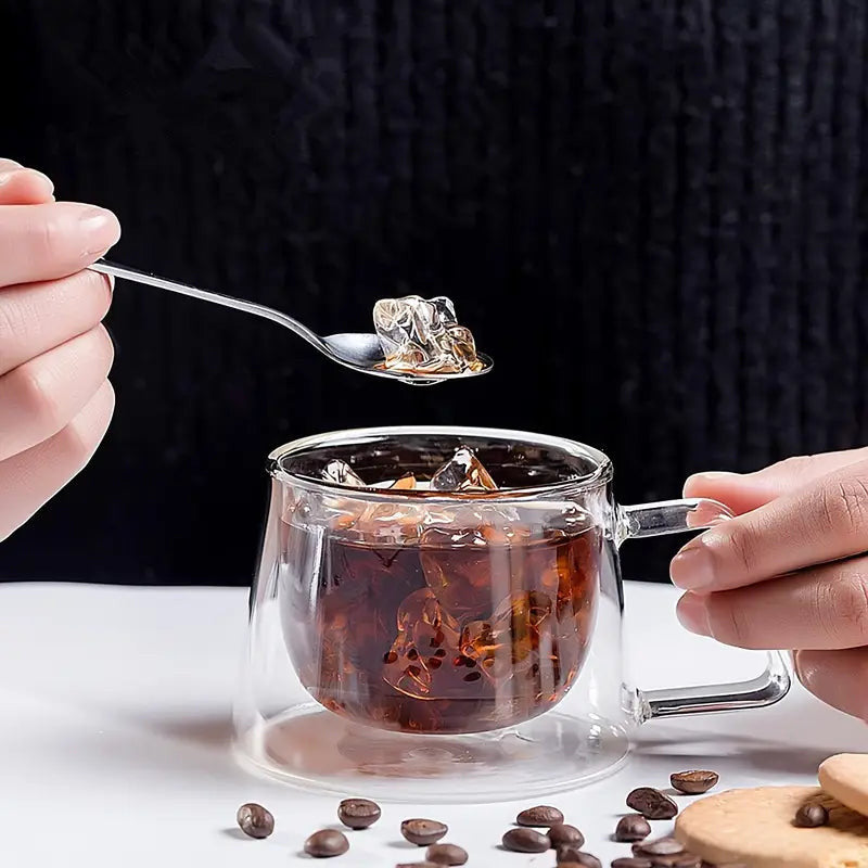 Double-Walled Glass Coffee Mugs – 200ml Heat-Resistant Espresso Cups for Hot & Cold Drinks | Adornia.pk