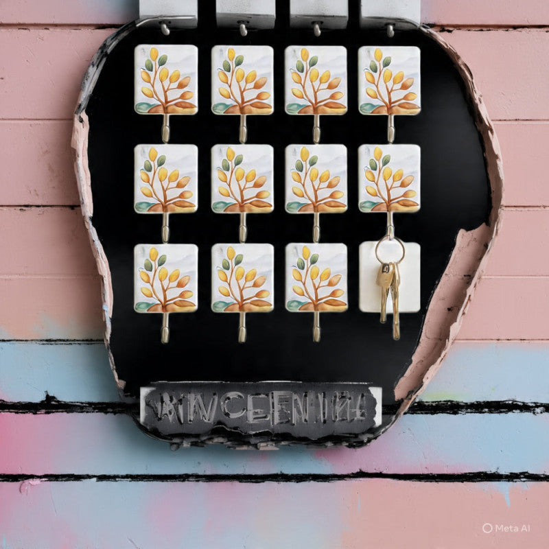 Multipurpose Wall Hooks, Set of 12 Strong Adhesive and Rust-Resistant Tree