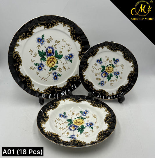 Royal Albert-Inspired Plate Set (18-Pcs) – Design : A01-F