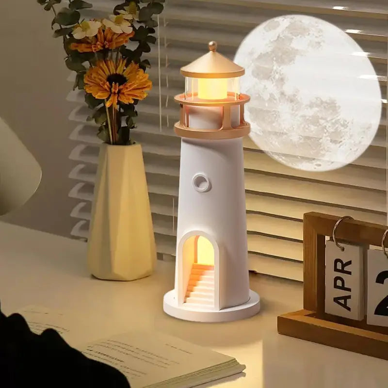 Lighthouse Moon Projection Night Light with Remote