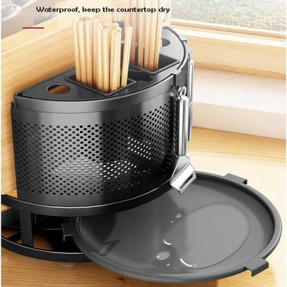 360° Rotating Storage Rack – Kitchen Cutlery & Utensil Organizer | Adornia.pk