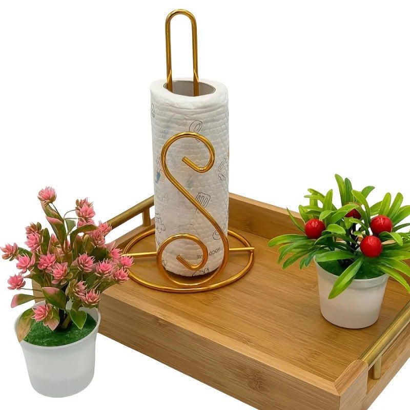 European Style Golden Tissue Paper Holder – Premium Quality Bathroom & Dining Accessory | Adornia.pk