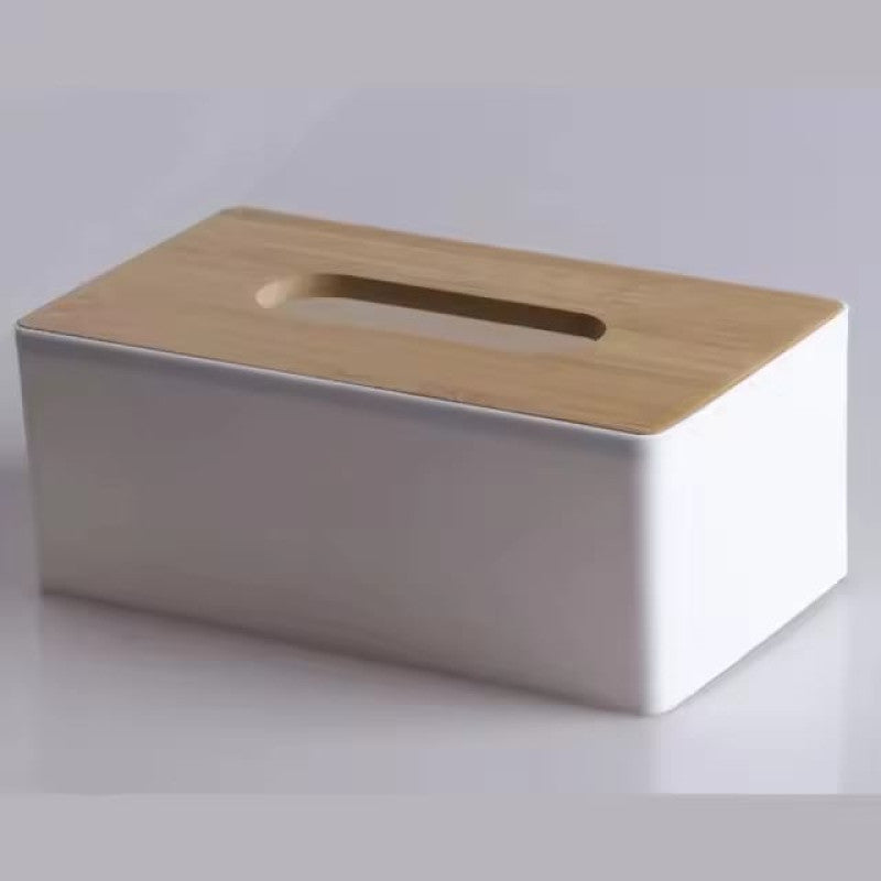 Modern Tissue Box Holder With Bamboo Lid