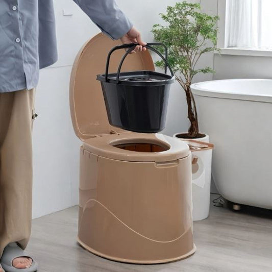 Portable Toilet with Lid with Paper Towel Holder, Travel Toilet Compact Bucket Seat