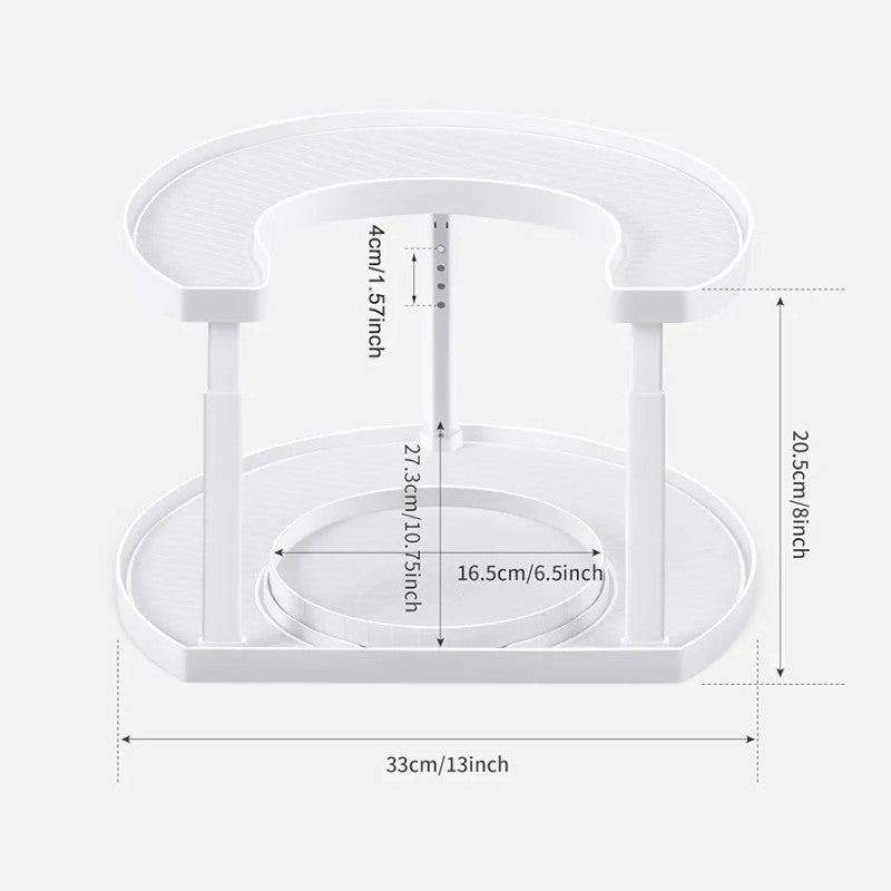 2 Tier Adjustable Rotating Spice Rack Organizer