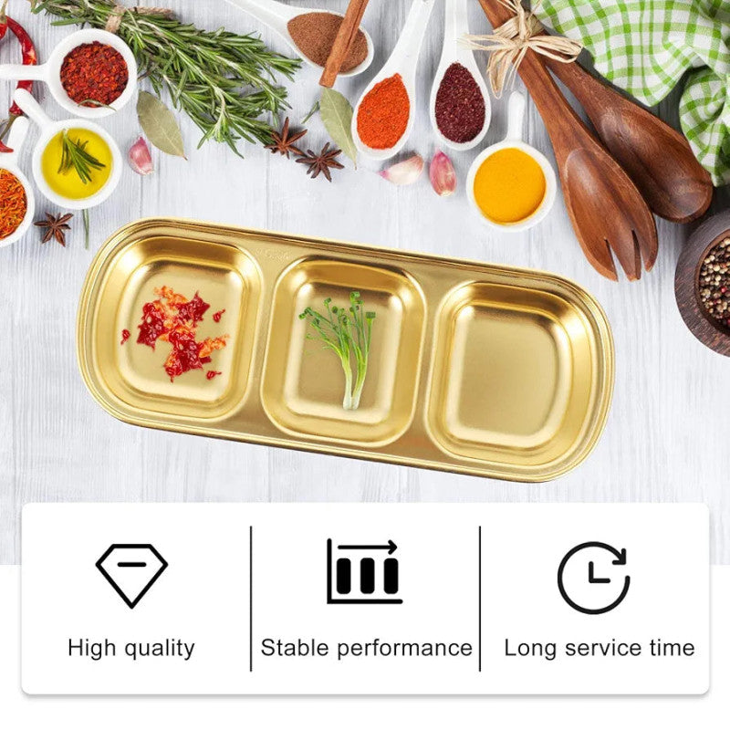 3 Portion Stainless Steel Sauce Tray