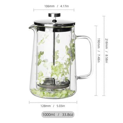 Elegant Floral Design French Press Coffee Maker with Stainless Steel