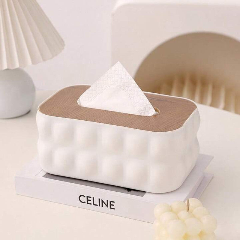 Nordic Modern Tissue Box With Wooden Lid