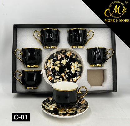 Floral Pattern Cups & Saucer Set