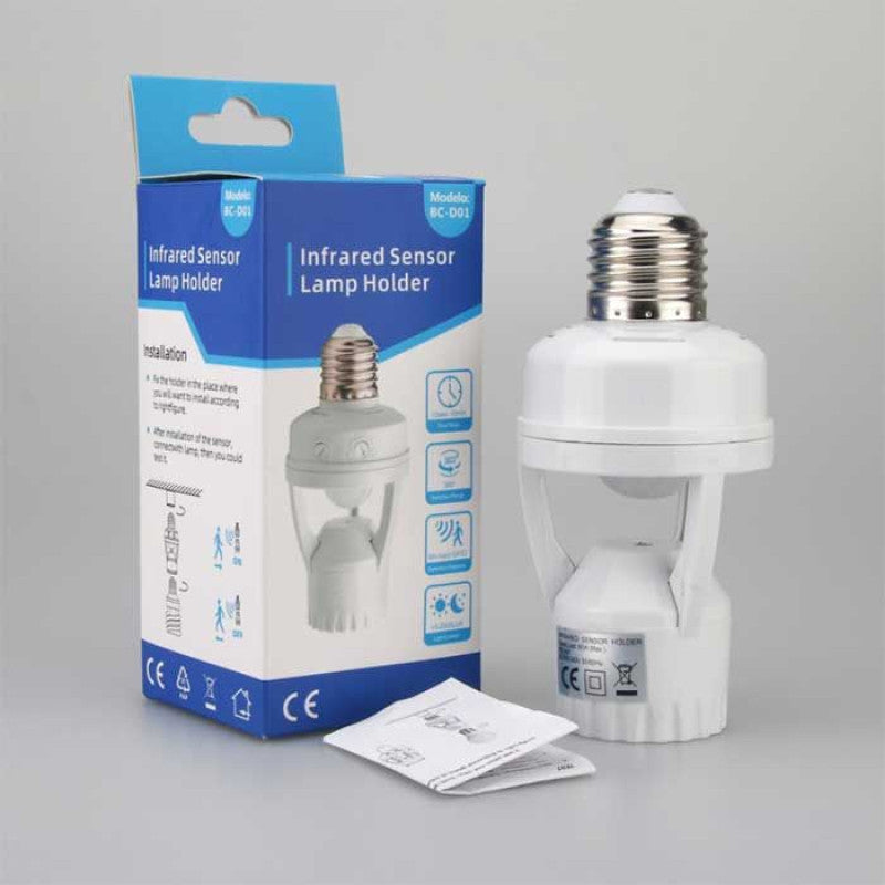 PIR Motion Sensor LED Bulb Holder , Auto On/Off Light Control Sensor