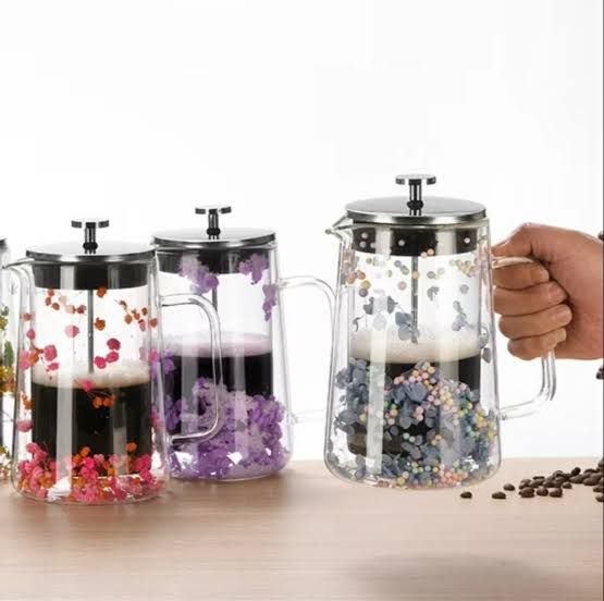 Elegant Floral Design French Press Coffee Maker with Stainless Steel