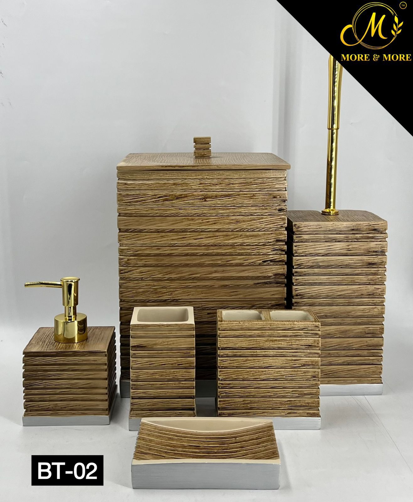 Premium Gold Textured Fabric Ceramic Bathroom Set