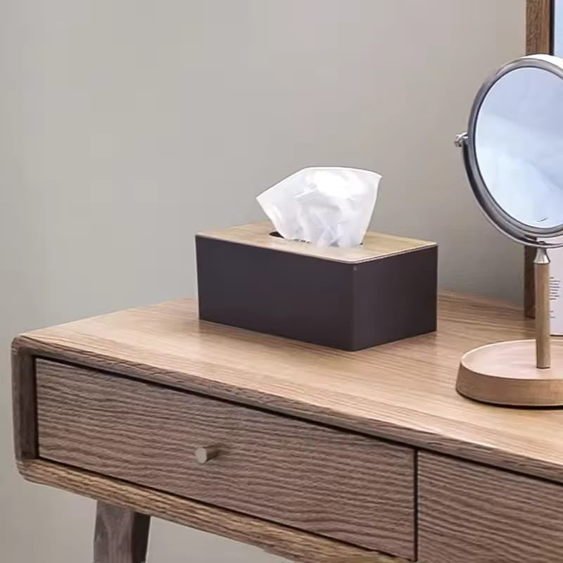 Modern Tissue Box Holder With Bamboo Lid