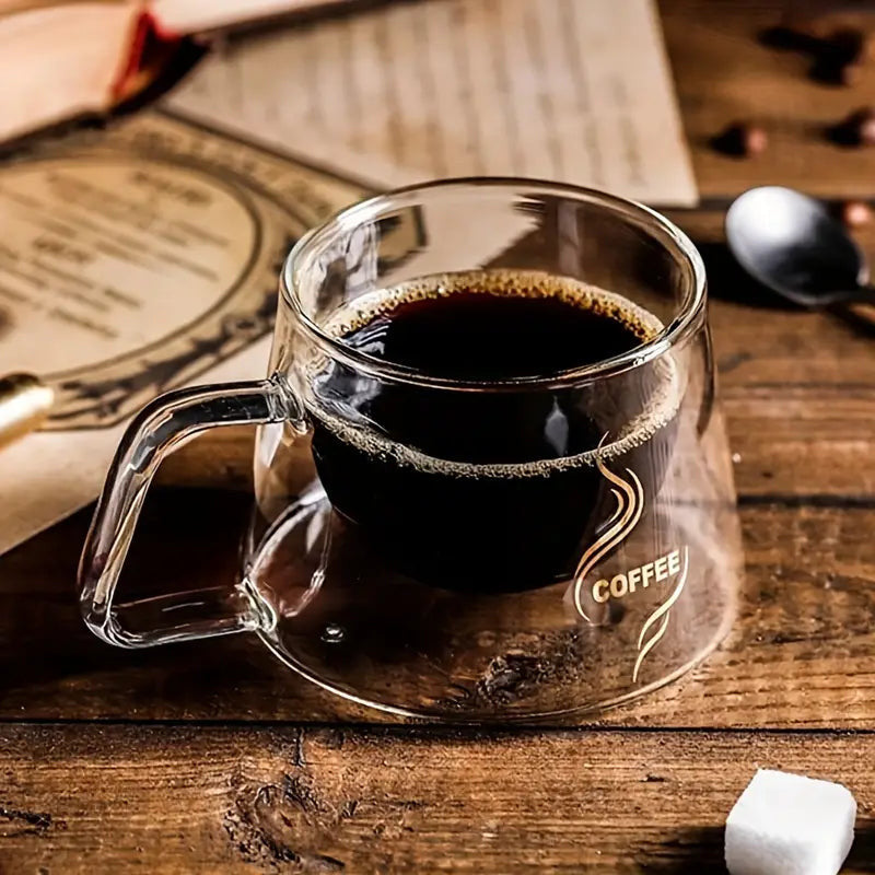 Double-Walled Glass Coffee Mugs – 200ml Heat-Resistant Espresso Cups for Hot & Cold Drinks | Adornia.pk