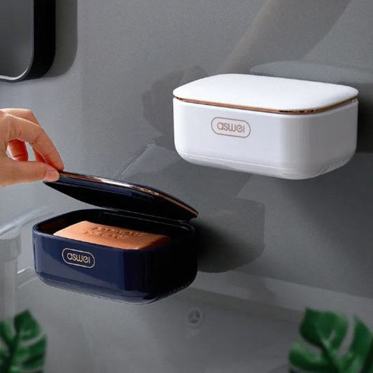 Wall Mounted Soap Holder Dish Tray With Lid