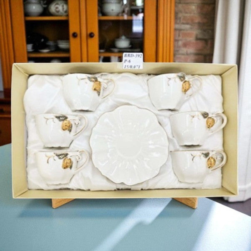 Tea Set – 6 Pcs | Elegant Porcelain Cups & Saucers Collection