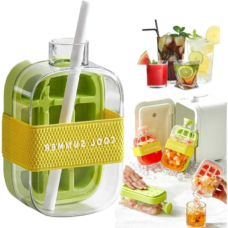 2in1 Ice Cube Water Bottle And Tray With Lid
