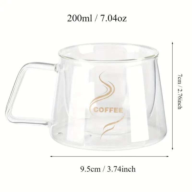 Double-Walled Glass Coffee Mugs – 200ml Heat-Resistant Espresso Cups for Hot & Cold Drinks | Adornia.pk