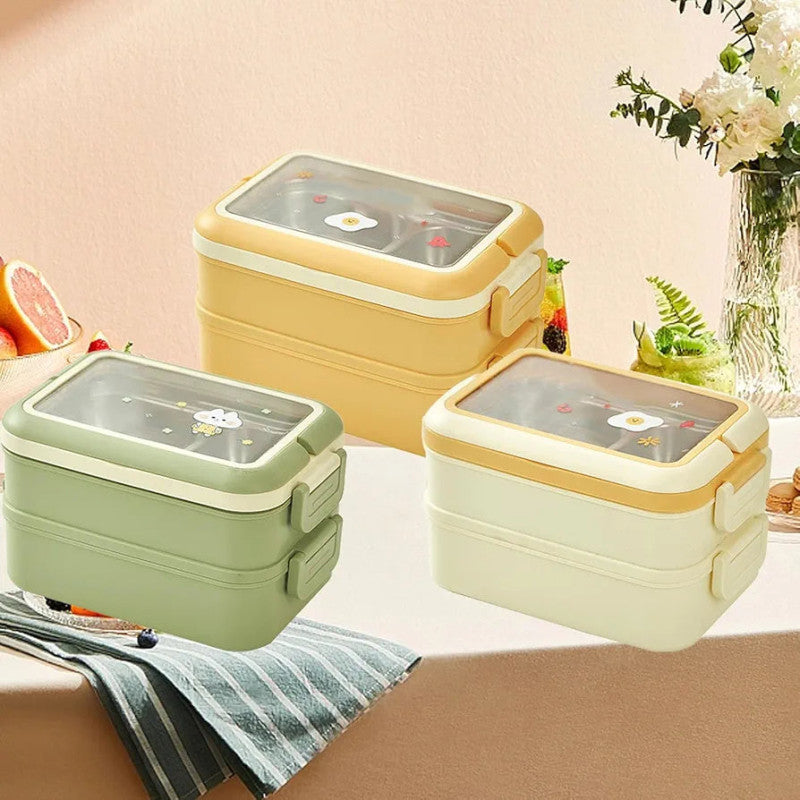 Insulated Stainless Steel 2 Layer Lunch Box – Portable Food Container | Adornia.pk