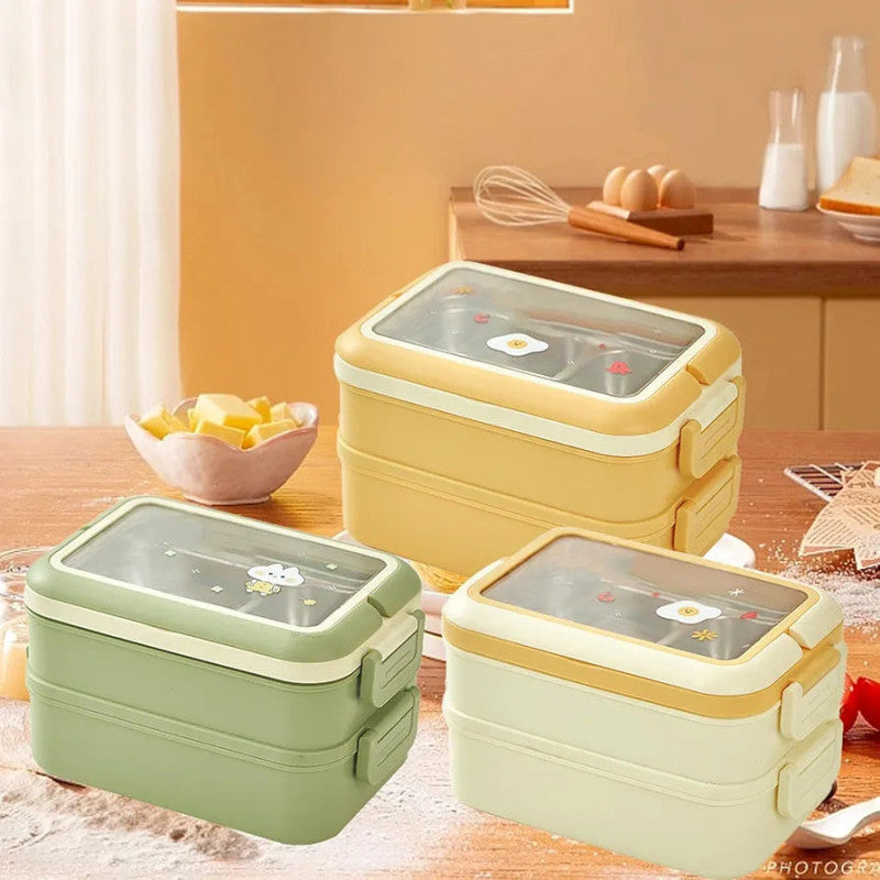Insulated Stainless Steel 2 Layer Lunch Box – Portable Food Container | Adornia.pk
